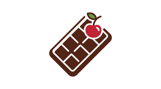 Chocolate bar with cherry icon, sweet treat, dessert, isolated on white background