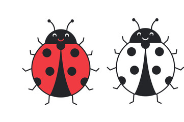 Fototapeta premium Cute Cartoon Ladybug Coloring Page