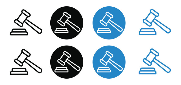 Gavel icon vector, judge gavel sign and auction hammer symbol isolated for law, justice, court, legal services, bidding events, governance, and judicial system design concepts