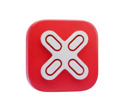 Red close button X mark square cancel delete error icon graphic design