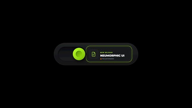 Neumorphic ui elements moving on black background