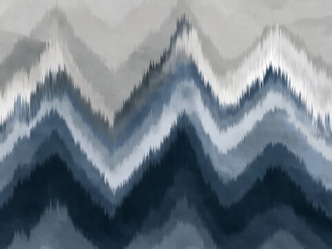 vector, ikat effect abstract monochrome zig zag striped ,  stripes, lines . Vector  arts for  vintage, ethnic , modern pattern for carpet, rug, scarf, clipboard , shawl pattern. gray and navy 

