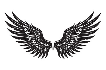 Obraz premium Black wings illustration spread design element graphic vector