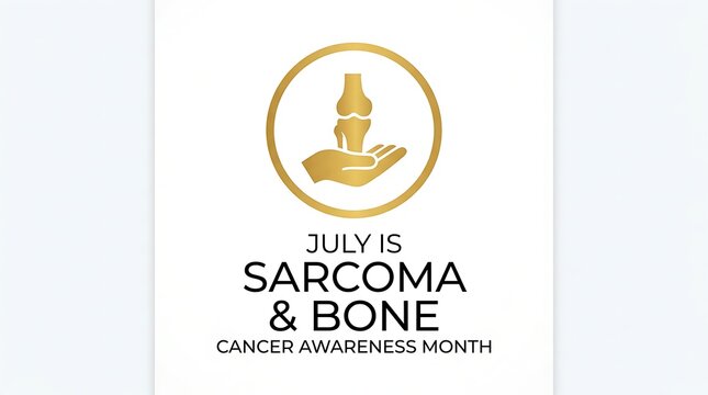 July sarcoma and bone cancer awareness month golden icon graphic with awareness