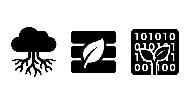Digitalization of nature cloud computing and binary code data growth concept.