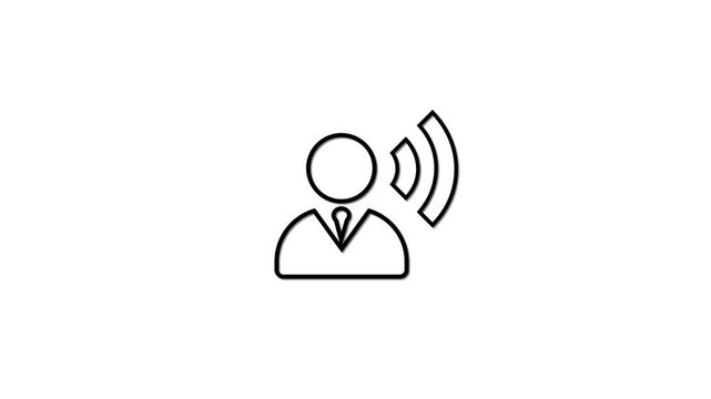 Conceptual animated icon representing audio communication and signal transmission on a white background