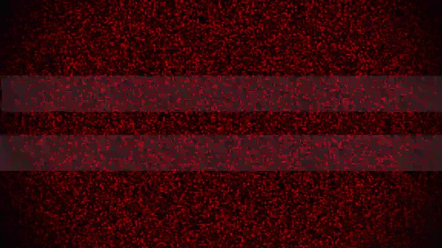 Static noise with glitch lines showing digital distortion. Red static noise with horizontal glitch lines showing digital distortion and broadcast interruption abstract background