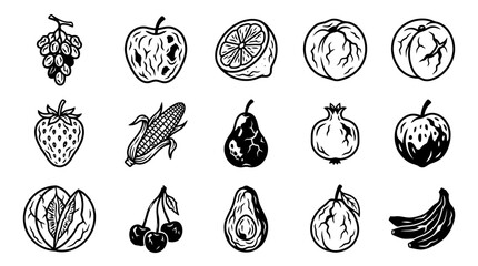 Obraz premium A collection of various fruit illustrations.