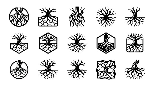 Black and white vascular system icons.