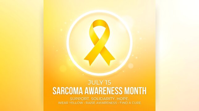 July sarcoma awareness month yellow ribbon design concept with awareness