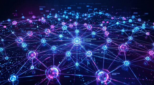 Abstract Cryptocurrency Technology Background Featuring Bitcoin, Ethereum, Secure Blockchain Network and Digital Finance Concept