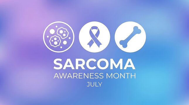 Sarcoma awareness month july education graphics with cancer cell ribbon and bone