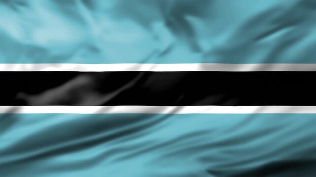Botswana Flag Waving Animation Background Batswana National Symbol Stripes Fabric Close Up Video
