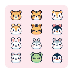 Fototapeta premium Cute Cartoon Animals Illustration, Sweet Character Design for Kids