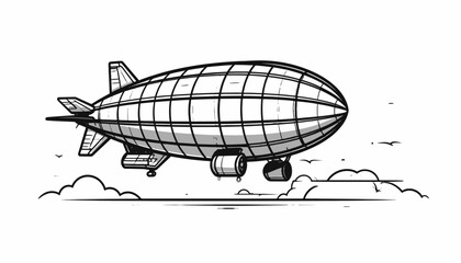 Vintage Blimp Airship in Flight. © jaja