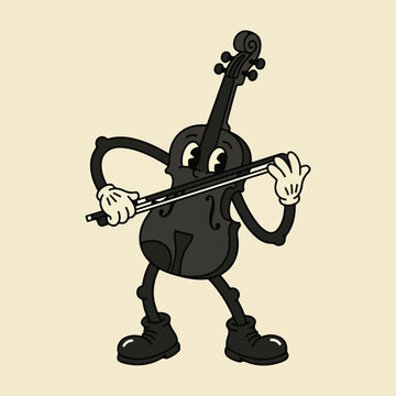 Cello Cartoon Playing Music Instrument.