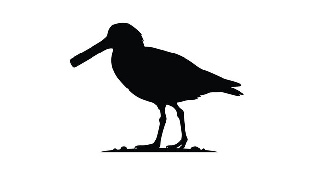 Spoonbill bird silhouette vector, elegant black waterfowl profile on white background, minimalist wading bird icon for nature logo design
