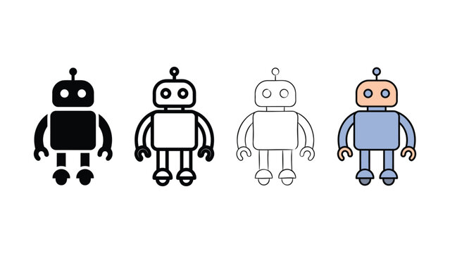 Robot icon evolution set editable vector