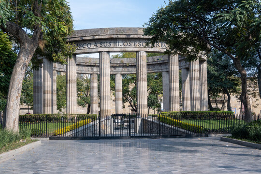 Guadalajara, Mexico - February 1 2026: Historical Rotunda of Illustrious Jaliscians in Guadalajara, Mexico. An impressive architectural landmark with classical columns, honoring Jalisco's heritage.