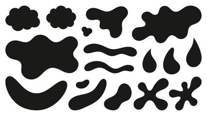 Fototapeta premium Modern black abstract shapes set for graphic design, backgrounds, and branding