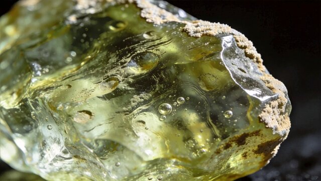 Macro Close-up Of Libyan Desert Glass Meteorite Weathered Surface Texture
