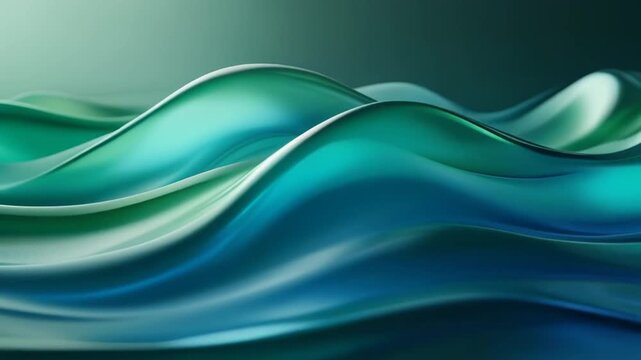 Elegant flowing glass wave loop with green and blue gradients. Ideal for ESG reports, corporate presentations, websites, technology branding, and premium commercial backgrounds.