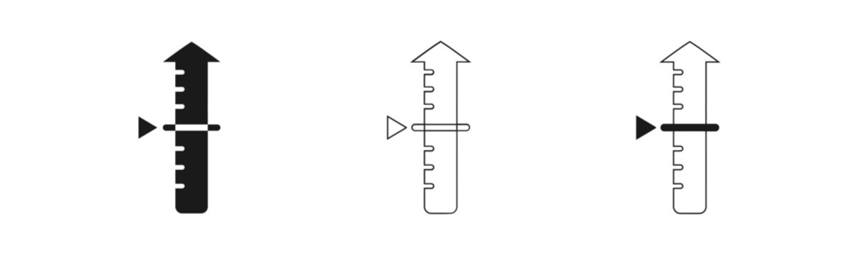 Linear slider control icon set in solid outline and filled styles for user interface design and web development