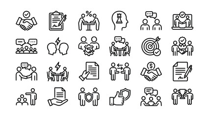 Fototapeta premium Set of business and teamwork related icons and symbols for use in presentations and projects various concepts and ideas