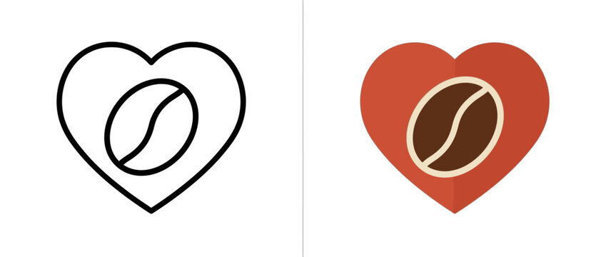 Love Coffee Heart Icon Set
