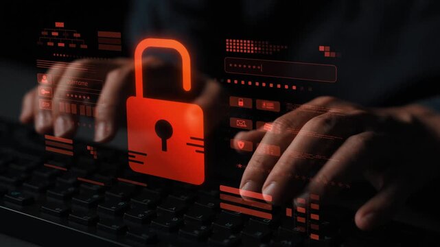 Digital security concept illustrating a cybersecurity breach, with a red unlocked padlock indicating data exposure among secure systems, emphasizing system vulnerability and risk Marrow