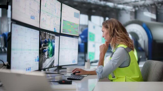 Engineer Monitors Real-time Factory Systems
