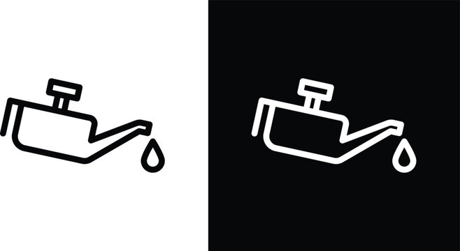 Oil can icons in black and white colors