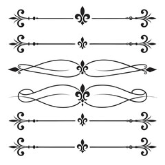 Fleur de lis dividers and flourish border lines. © yeasin