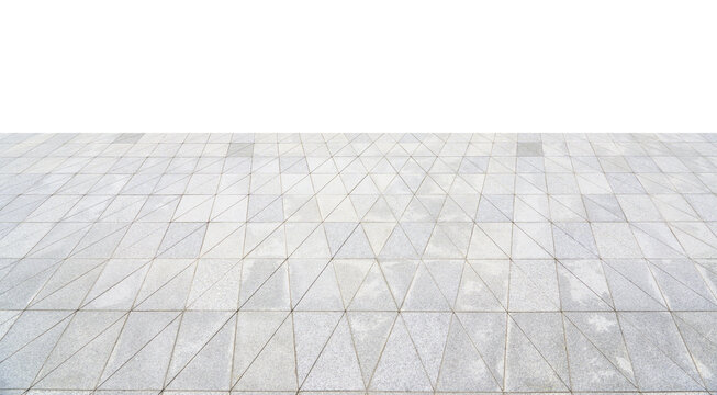 Empty outdoor tiled floor with geometric triangular pattern