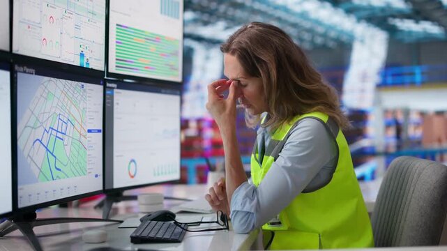 Tired Person Staring At Computer Screen Feeling Burning Pain