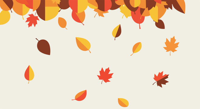 A digital illustration of colorful autumn leaves falling