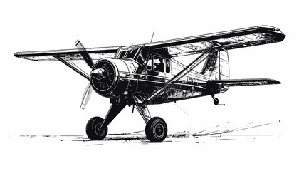 Vintage Biplane Airplane Closeup View. © Artejo