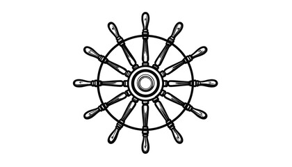 Ship Steering Wheel Closeup Illustration. © Artejo