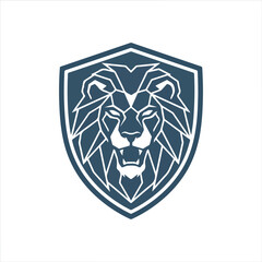 Obraz premium Geometric Lion Head Logo Inside Shield Emblem Design.