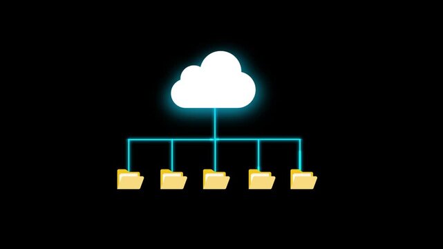 Cloud Computing. cloud storage technology concept,
 file transfer holographic AI technology icon, backup storage, artificial intelligence, 