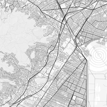 Ecatepec de Morelos City Map. Minimalist black and white line art poster for printing, wallpaper, wall art, and map resources for home and office decor