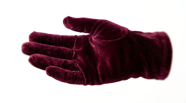 Elegant Dark Maroon Velvet Glove Isolated Against a Clean White Background