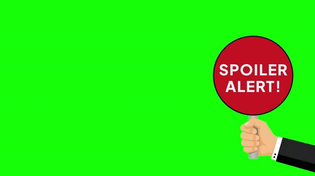 Spoiler Alert Sign Animation on Green Screen Chroma Key