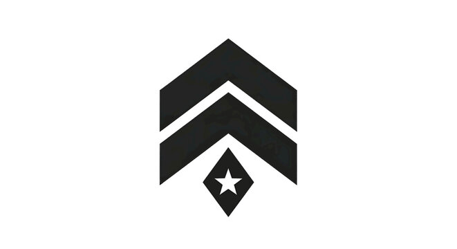Vector illustration of military rank insignia chevron with star on a transparent background