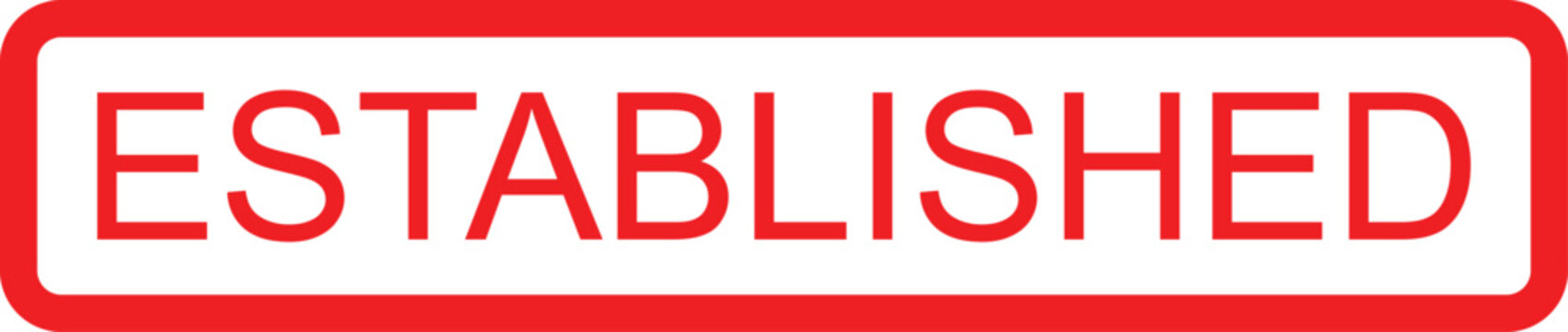 Red established text on white background with border