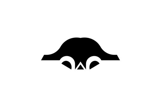 Minimalist Black Rabbit Nose Vector Icon, Abstract Animal Snout Silhouette Isolated Logo Element