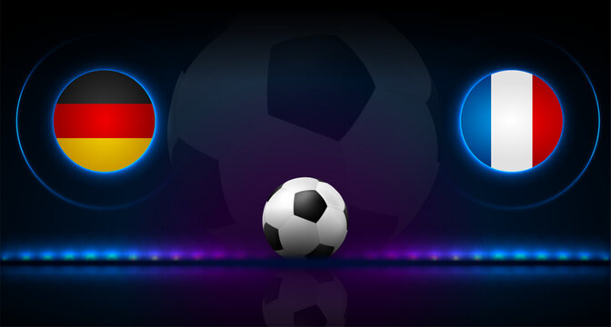 Abstract neon scoreboard design for Germany versus France football match