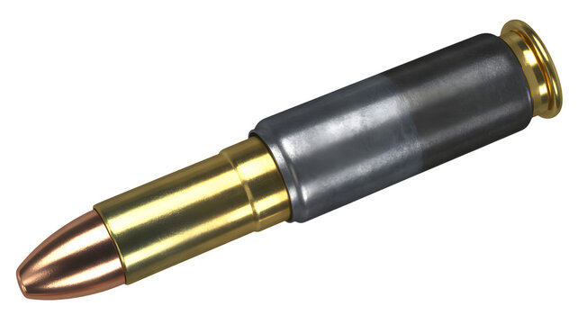 Close-up of a bullet with brass tip and casing