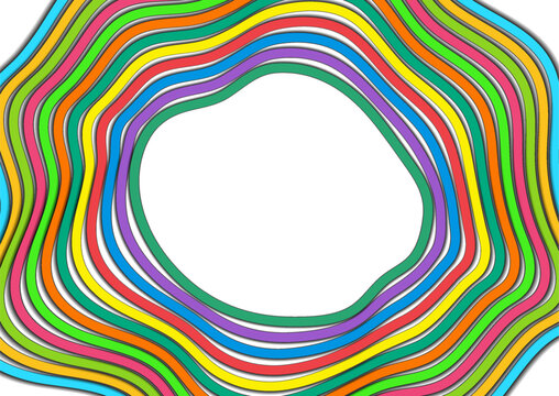 Colorful fluid wavy circular lines pattern abstract geometric background. Vector modern layered paper minimal design