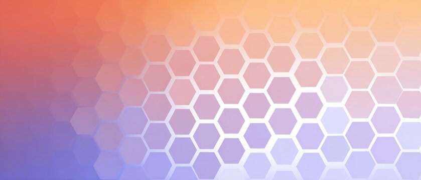 Hexagonal honeycomb pattern with gradient color transitions from warm to cool tones combining mathematical precision with organic inspiration for tech industry innovative product design and branding.